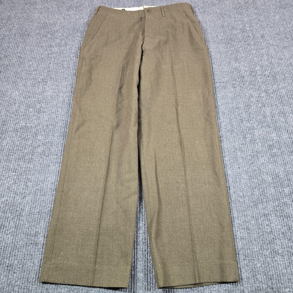 Vintage US Army Korean War Pants Mens 30x31 Green Brown Dress Button Fly
